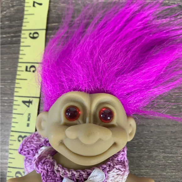 Vtg Troll  Doll Purple Hair Red Eyes 90’s Creepy Nostalgic Play Unmarked China - Picture 10 of 11